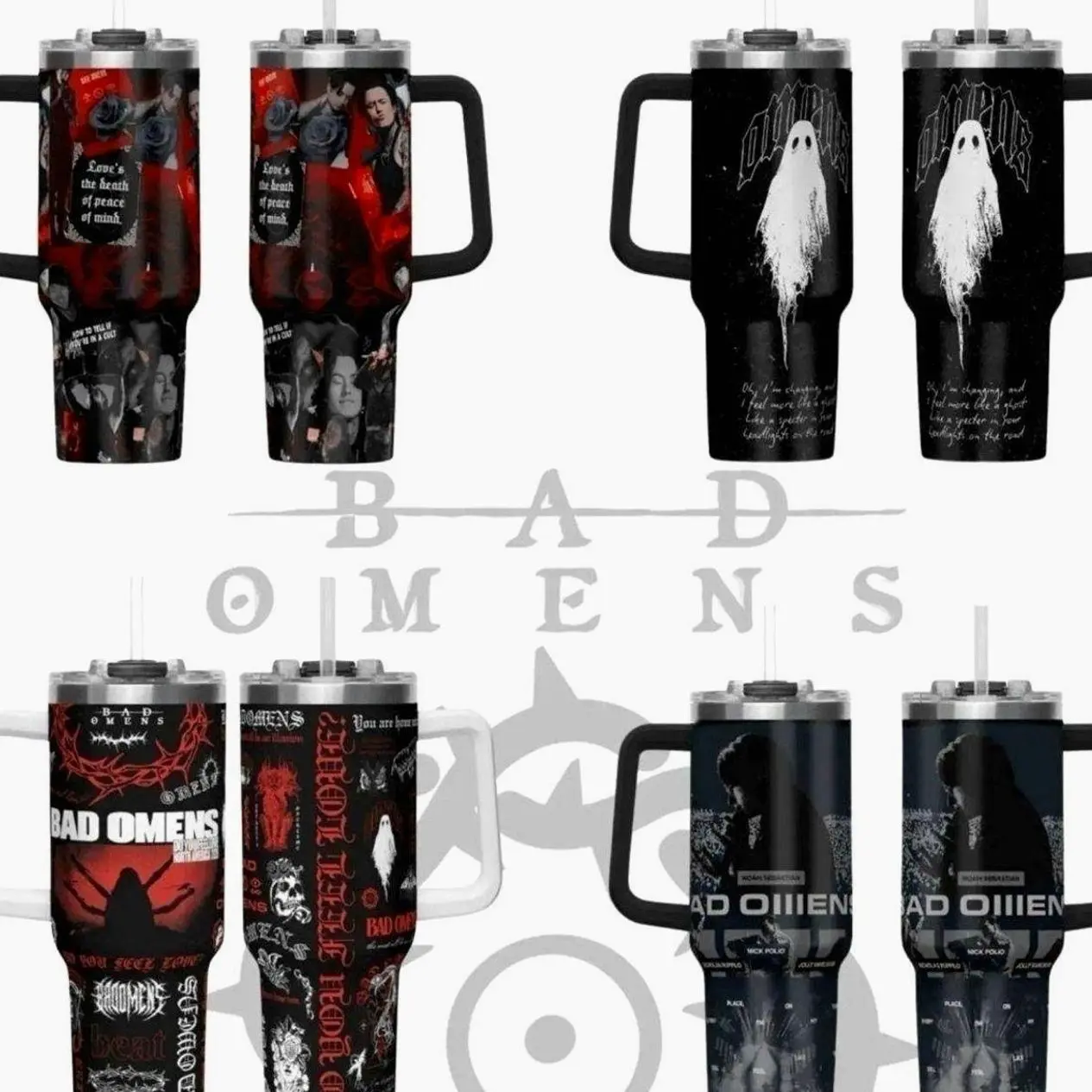 2026 Bad Omens Do You Feel Love Tumbler With Handle, Noah Sebastian Tour Insulated Travel Mug 40oz, Metal Core Alternative Gift Mug