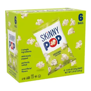 SkinnyPop Popcorn, Original, Gluten Free, Non-GMO, Healthy Snacks, 0.65oz Individual Size Bags (6 Count)