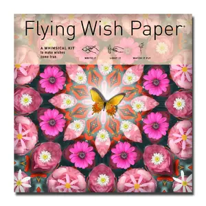 PINK BUTTERFLY Flying Wish Paper Large Kit - Collective Transformation for 50 Souls | Write It, Light It, Watch It Fly – Magical Whimsical Kit - Creative Wish Release Group Activity For Celebration Fun - Meaningful Gift For Women