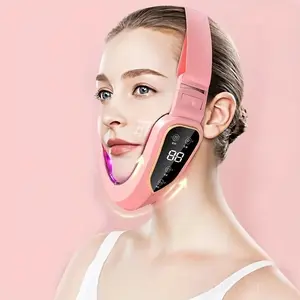 LED Photon Therapy Face Slimming Vibration Massager, Facial Lifting Device, Heating Dual Chin V Shape Vibrating Massage Instrument