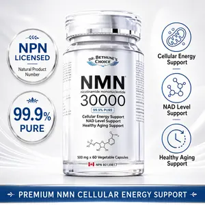 Dr. Bethune’s Choice NMN 30000 Supplement, 99.9% Pure Nicotinamide Mononucleotide, 500mg, NAD+ Level & Cellular Energy Support, Healthy Aging Formula, 60 Vegetable Capsules