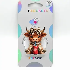 Highland Cow Dr Pep Grip Magsafe, Cute Soda Phone Grip Holder, Funny Phone Holder, Cartoon Animal Kindle Grip, Gift for Girls Boys