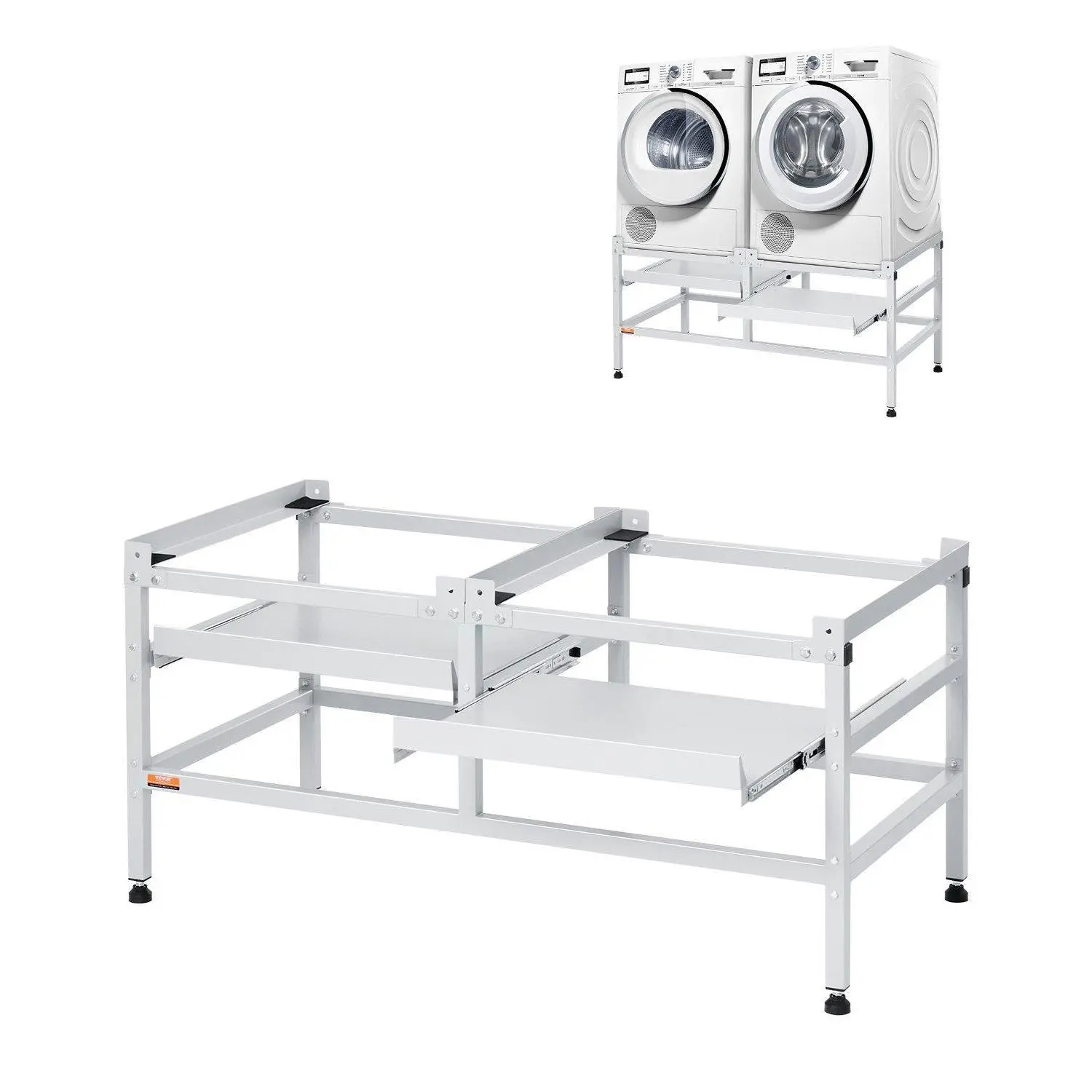 【Summerfinds】Washing Machine Stand Pedestal 48.5x25 Inch 590LB with Double Tray Carbon Steel