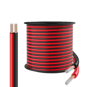 18 Gauge Wire, 18 AWG Electrical Wire Cable, 2 Conductors Red Black Wire, Copper Clad Aluminum(CCA) Flexible PVC Extension Cord for Speaker, Hookup LED Strips, Automotive 12V/24V DC