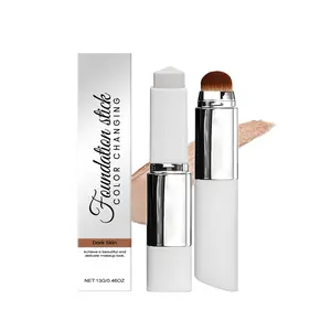 AMZ Dark Skin Tone 2-in-1 Color Changing Foundation Stick Lightweight Moisturizing Brightening Nourishing Skin Matte Clear Makeup