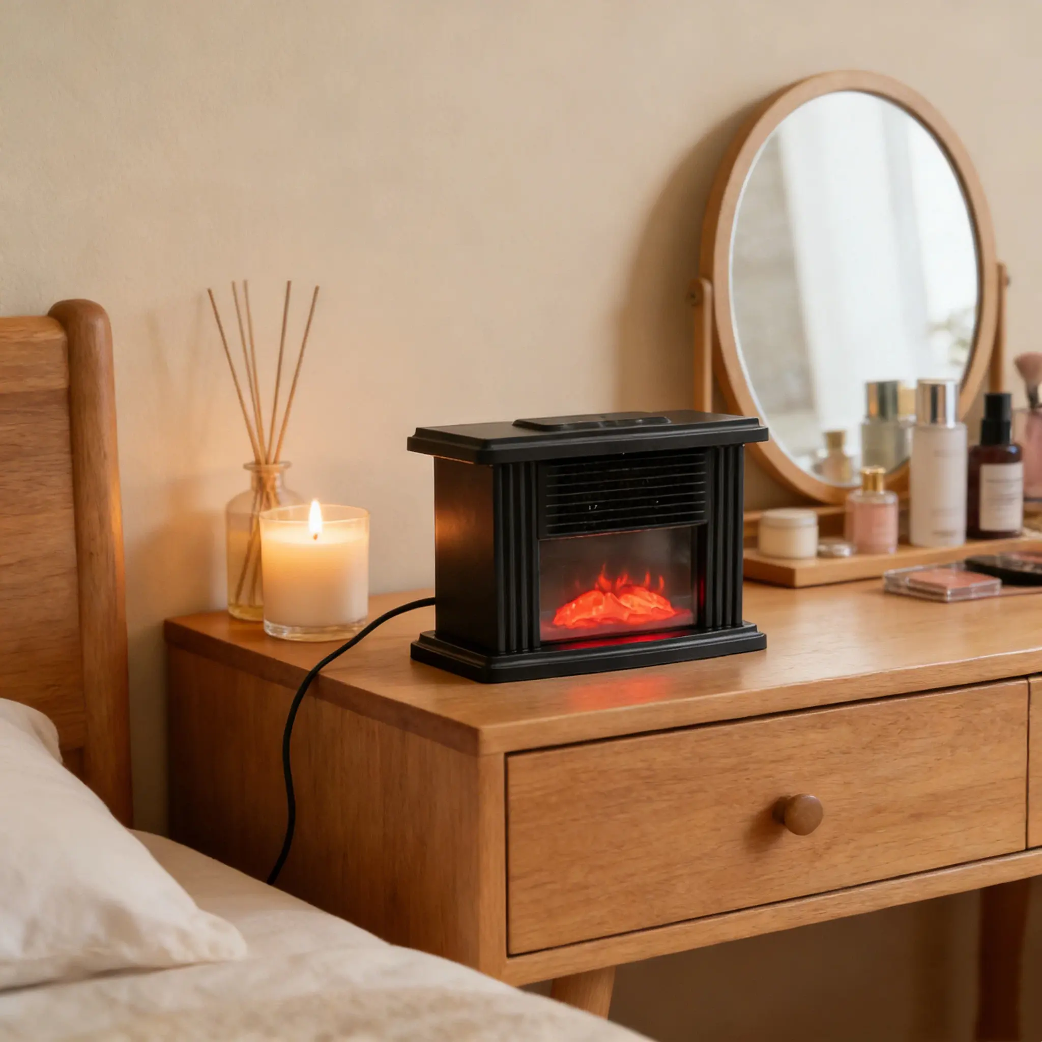 CNCEST Home Electric Standing Fireplace Heater Stove - 3D Flame Log Burner, 1000W Power Fast Heating Appliance, Country Rustic Home Accessory, Overheat Guard, Winter Christmas Household Gift