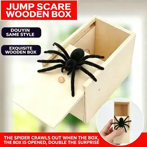Prank Wooden Box Set, Fun Spider Prank Toy, Halloween Christmas Funny Gift, 1 Box Pack, Perfect for Parties and Celebrations