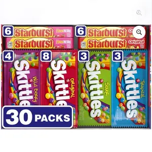 SKITTLES & STARBURST Variety Pack Full Size Chewy Candy Assortment, 62.79 oz, 30 Count