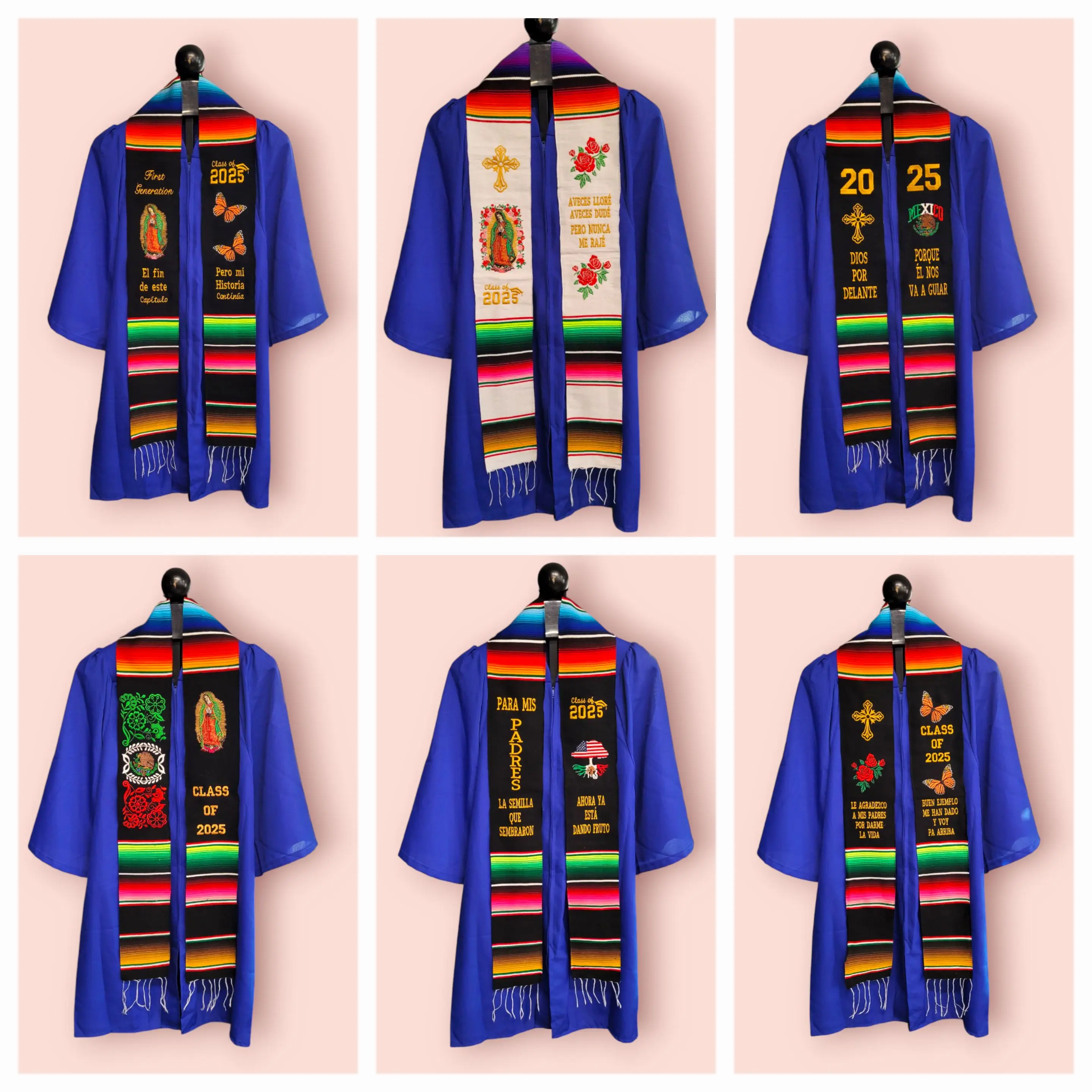 Virgen de Guadalupe/Butterflies Class of 2025 Mexican Sarape Graduation Stole