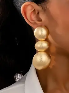 Boho Style Oversized Design Geometric Oval Matte Finish Metal Earrings, Fashionable Women's Studs for Versatile Use Daily Wear and Gift Ready, Earrings Jewelry