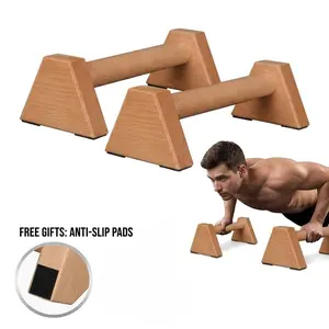 2 Pcs Four-Sided Push-Up Stand, Wooden Russian Press Rack, Inverted Bar, Solid Wood Fitness Equipment, Birch Wood, Home Gym Accessories