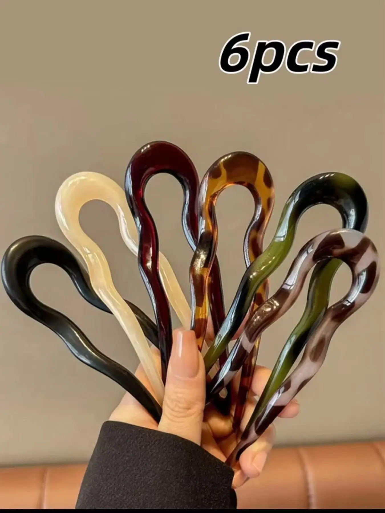6pcs U-Shaped Hair Pins, Geometric Design Hair Pin Set, Hair Clip Set for Women & Girls, Ideal for Daily Use, Travel, Festivals, Parties, Work, School, Hairpins