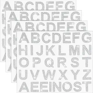 Alphabet Sticker 136 Pieces Rhinestone Iron-on Letter Large Glitter Bling Crystal Gemstone Border Self-Adhesive 34 Letters Sticker