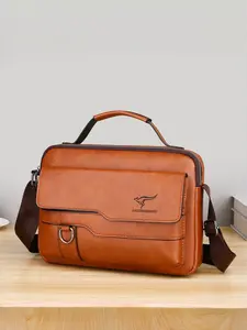 Men's Large PU Leather Messenger Bag, Versatile Shoulder Sling Briefcase & Hand Carry Tote for Business and Laptop