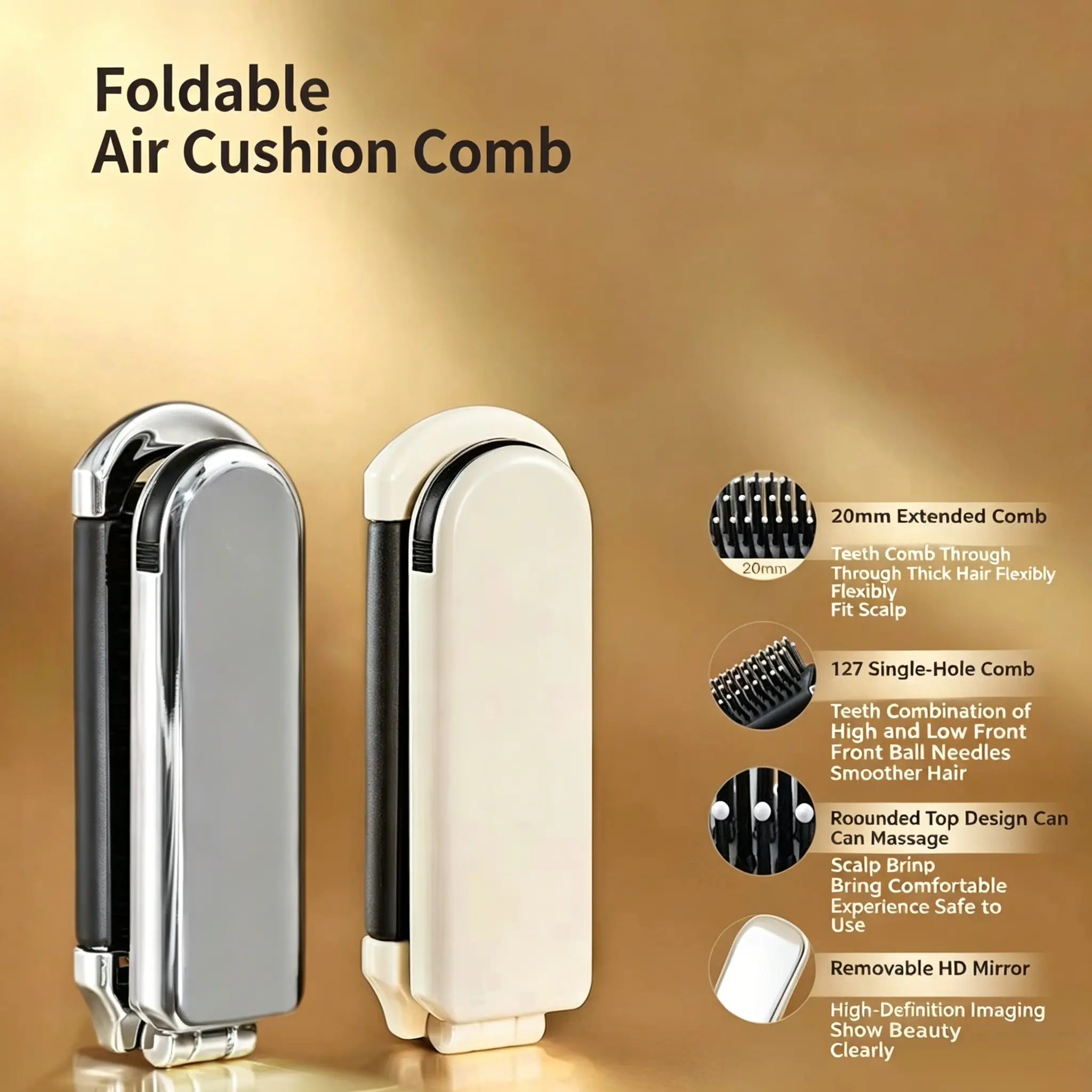 Portable Folding Pocket Hair Comb, Hair Styling Comb, Hair Detangling Comb, Hair Care Comb for Women, Girls, Men, Stylists, Barber, Foldable Comb, Grooming Comb-MM1