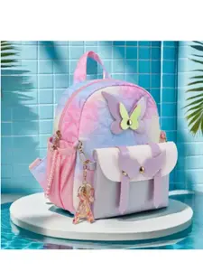Butterfly Girl Backpack, 2-in-1 Crossbody Bag with Detachable Shoulder Strap, Pink Versatile Backpack with Number A Charm for Girls Ages 2-12 Daypack Children Build A Bag Junior