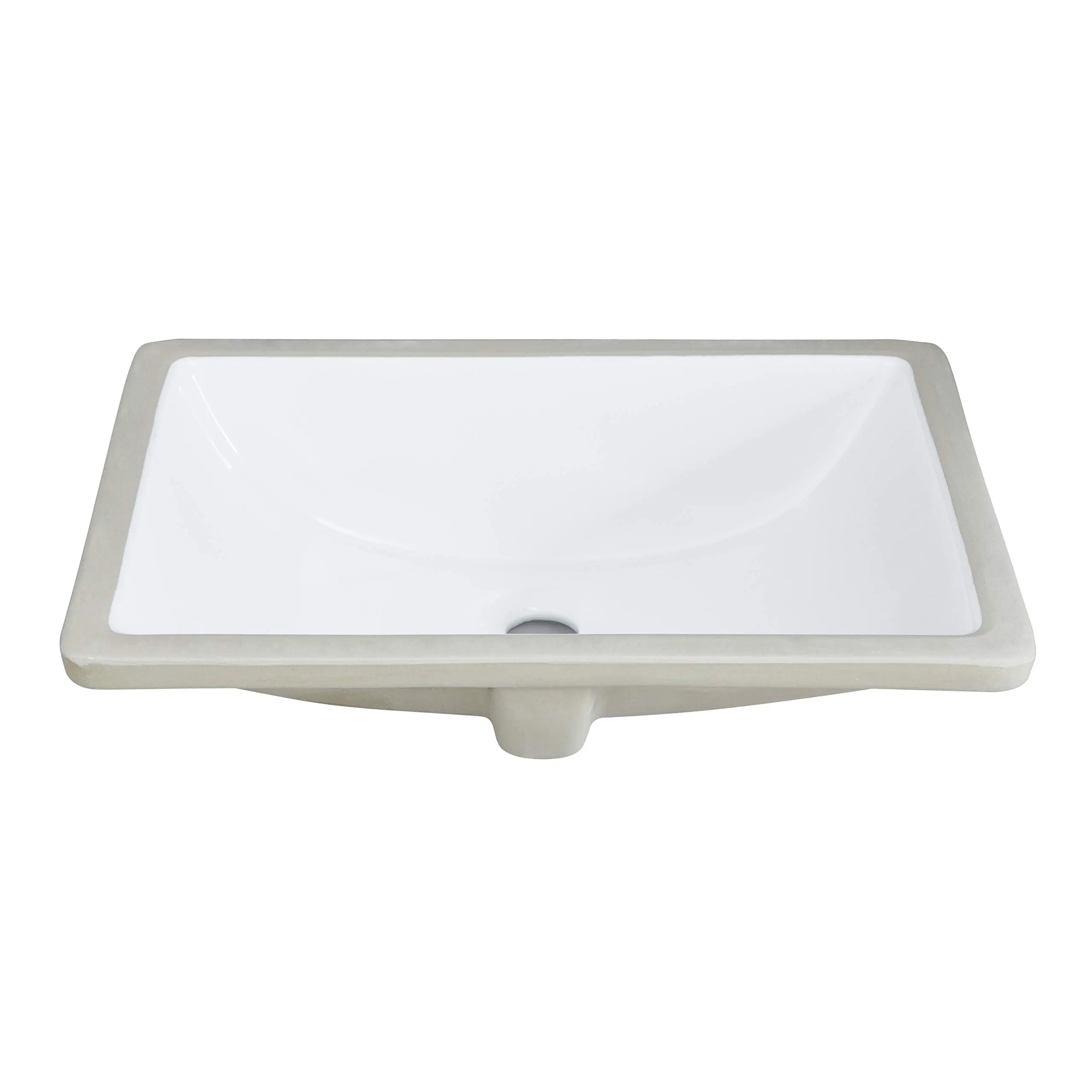 Ceramic Modern White Rectangular Undermount (Bottom-Mounted) Bathroom Sink with Overflow, Durable, Easy to Clean, Low Maintenance, Rust Resistant