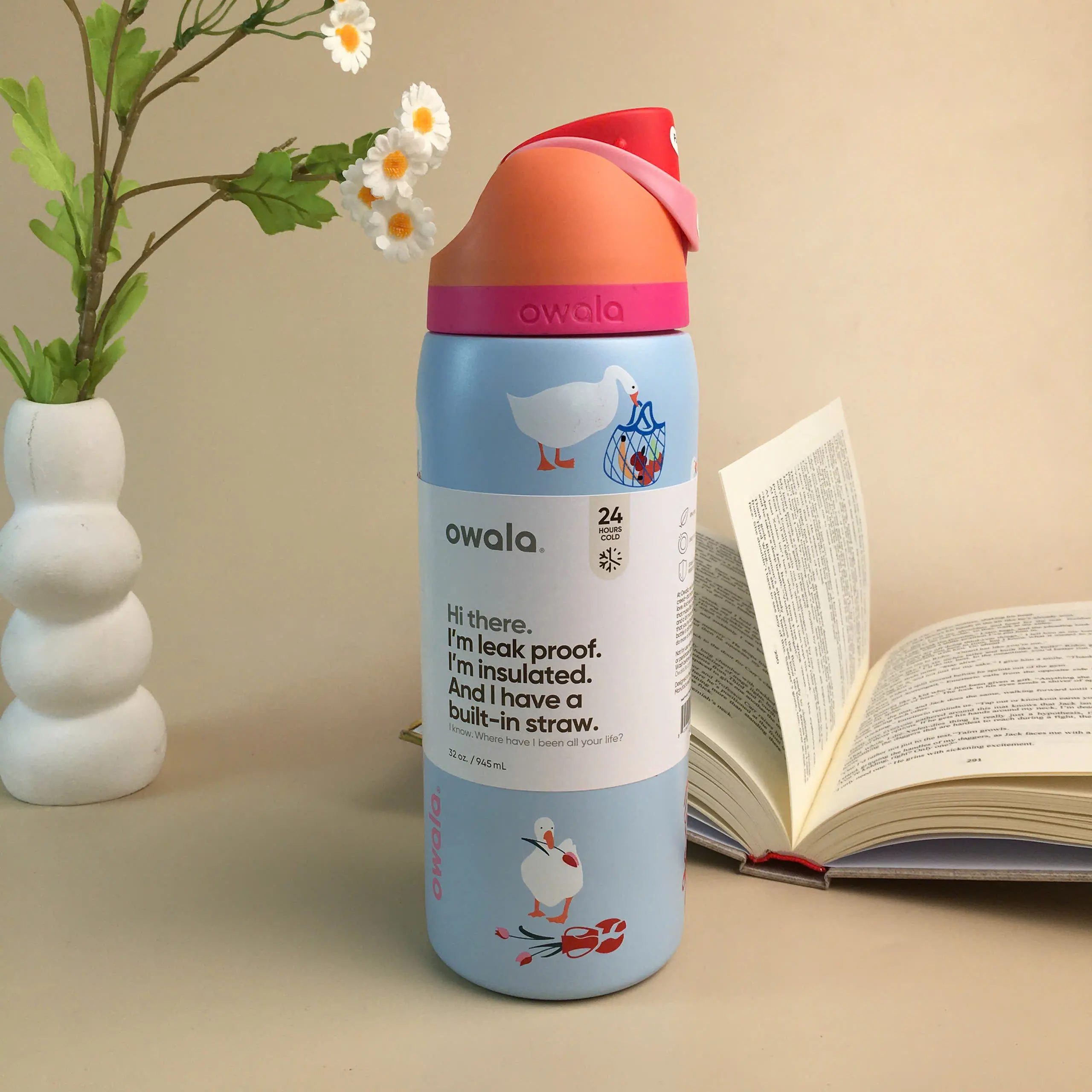 Owala - Silly Goose Stainless Steel Insulated Water Bottle Leakproof Double Wall Vacuum Tumbler Reusable Travel Cup for Office Outdoor