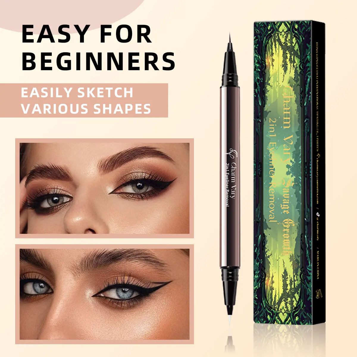 【The you】2-in-1 Dual-Ended Liquid Eyeliner for Beginners | Easy Glide, Waterproof & Lasts 24 Hours | Cruelty-Free