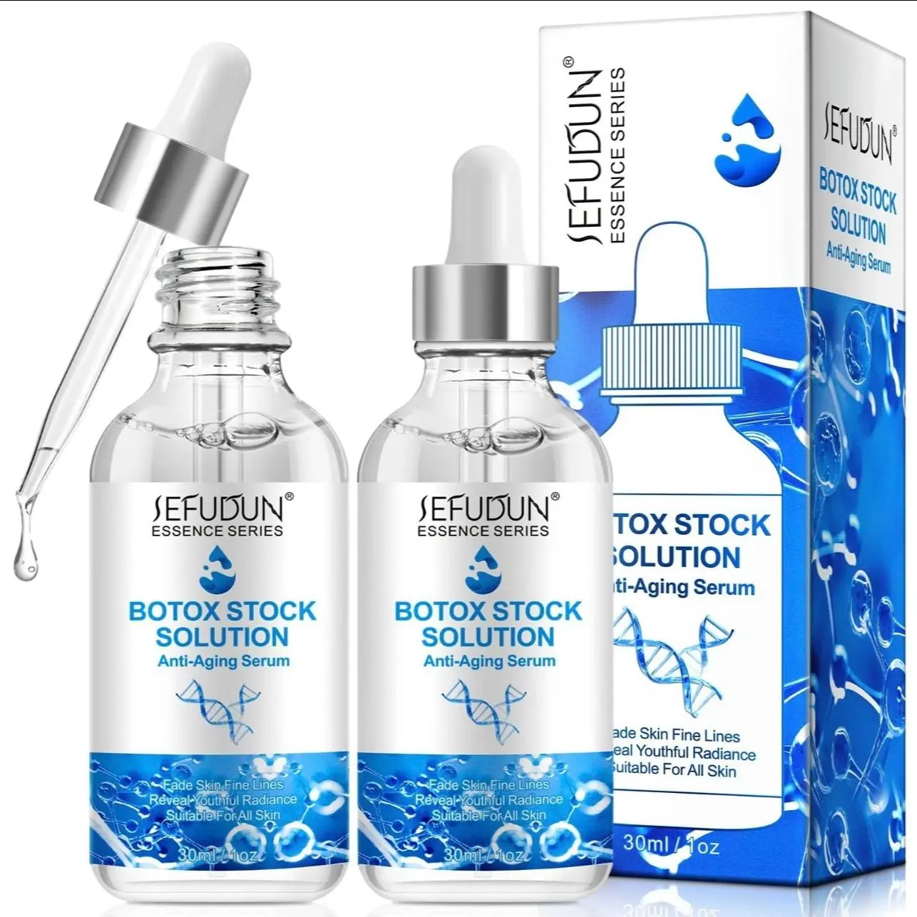SEFUDUN 2-Pack Anti-Aging Facial Serum, Regular Edition Botox Stock Solution with Hyaluronic Acid, Anti Aging Cosmetics for Daily Skincare Care