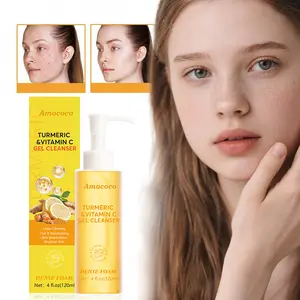 Turmeric & Vitamin C Gel Cleanser 4 fl oz - Deep Cleansing Brightening Moisturizing Antioxidant Facial Wash for Radiant Skin Repair & Hydration Daily Gentle Moisture