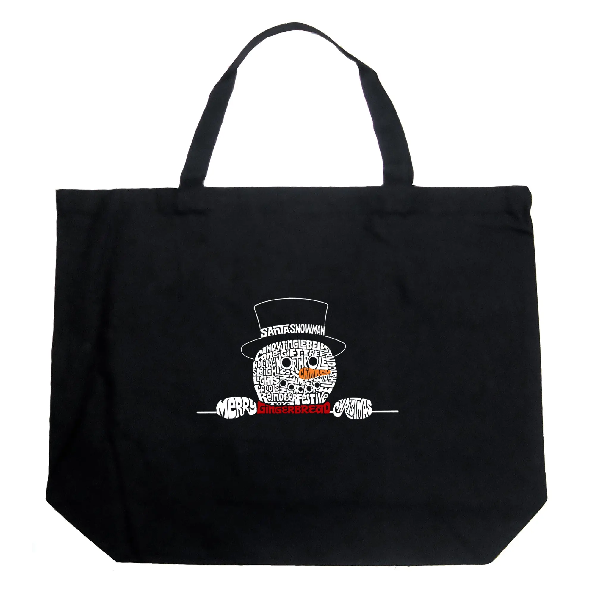 Peeking Snowman - Large Word Art Tote Bag