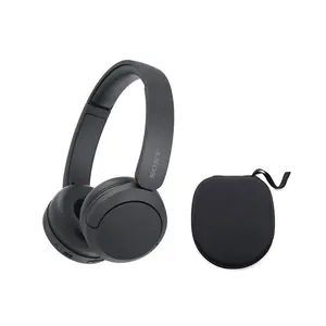 WH-CH520 Foldable Wireless Bluetooth On-Ear Headphones (Black) with Hard Case for Sony
