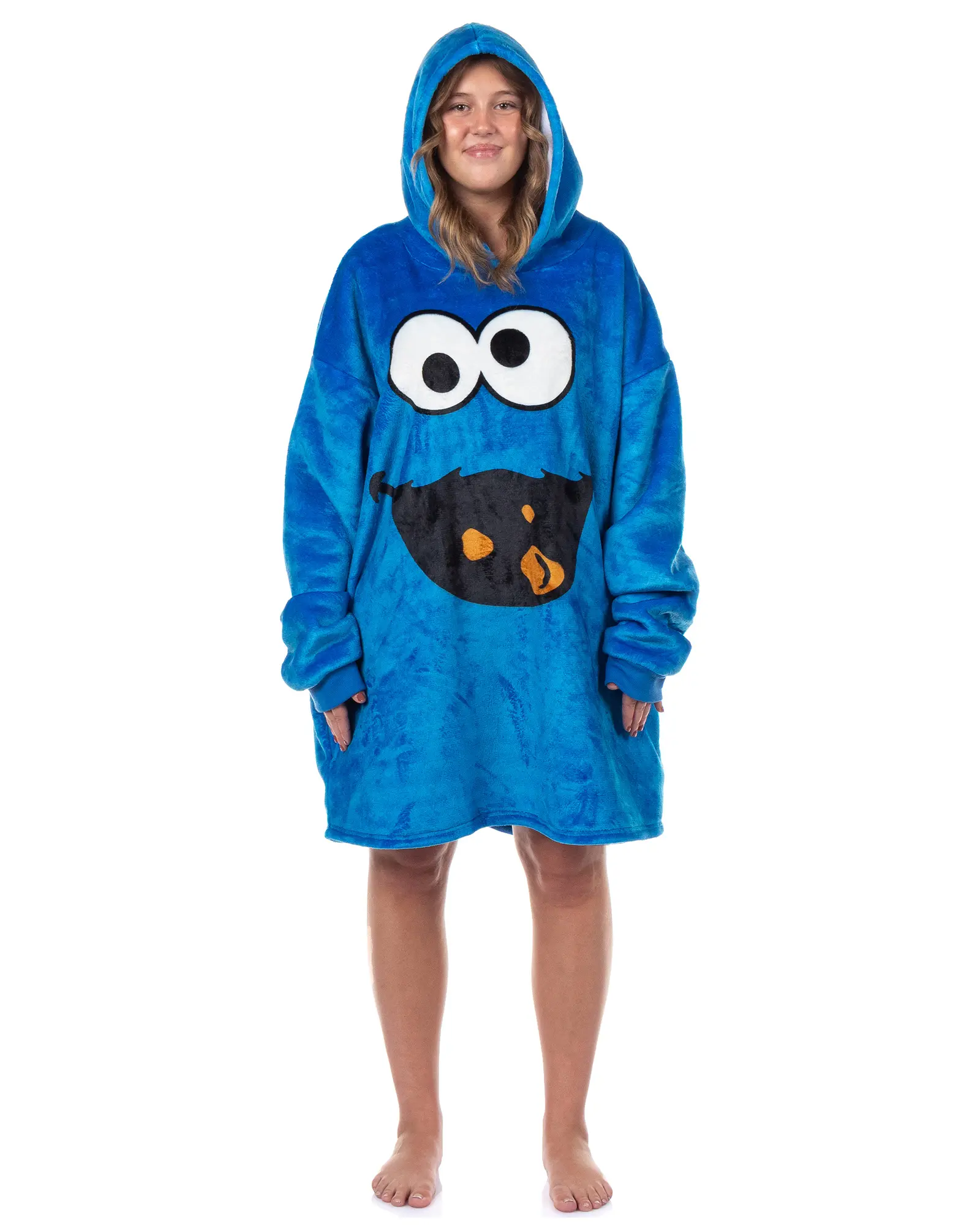 Sesame Street Cookie Monster Wearable Blanket Oversized Hoodie Plush Pullover