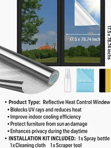 Window Privacy Film One Way, Reflective Mirror for Daytime Home Office Use, UV Sun Blocking, Heat Control17.5 x 78.74 Inches