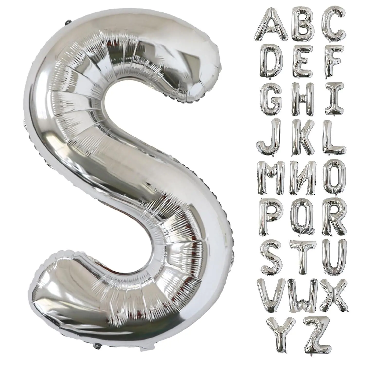 40 Inch Silver Letter S Balloons Jumbo Foil Mylar Helium Big Balloons For Birthday Party Anniversary Baby Shower Supplies