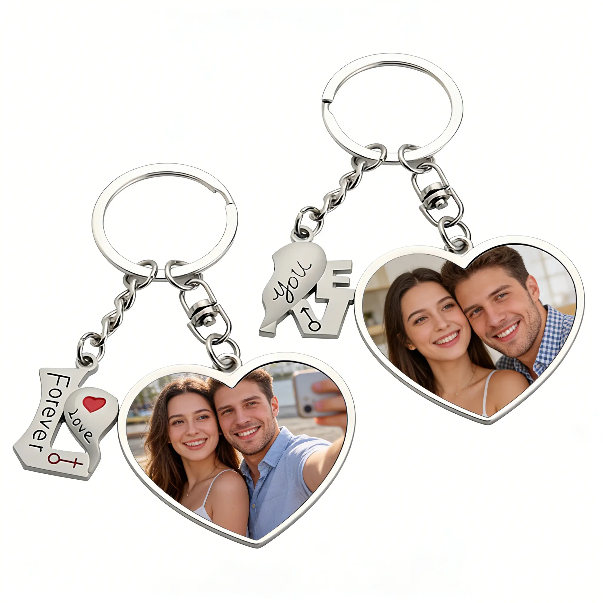 Personalized DriveSafe Picture Keychain, Custom Photo Keychain for Men Women,Gift for Couple Christmas Birthday Wedding (Arrow-Round Shaped)