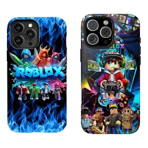 Roblox Blue Flame Graffiti Style Phone Case, a must-have for trendy gamers, compatible with Suitable for iPhone 17/16/15/14/13/12/11 Pro Max/Plusand Samsung Galaxy S23-25, shock-absorbing, anti-drop protective case, lightweight, new fashion trend design t