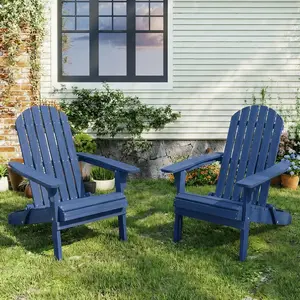 Costoffs Classic Folding Adirondack Chair, Weather-Resistant Solid Wood Lounge Chair for Backyard Fire Pits & Patios, Easy Store & All-Season Comfort