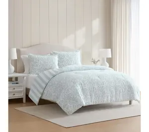 Martha Stewart Copper Vines Blue Cotton Twin Comforter Set