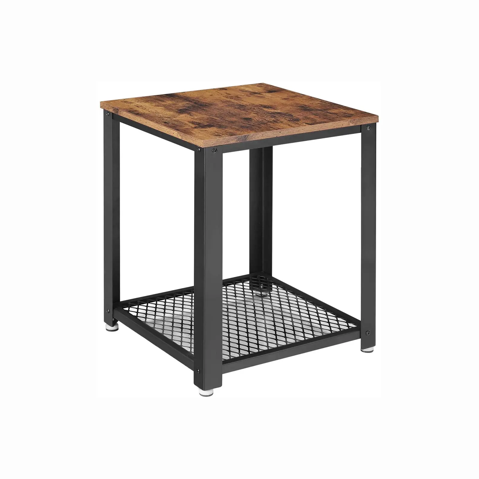 VASAGLE 2-Tier Industrial End Table with Storage Shelf, Industrial Wooden Accent Table for Indoor Living Room, Bedroom, Industrial Wooden Table, Modern Accent Tables