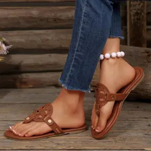 Women's Sandals Comfortable Soft Cushion Slide Slip on Summer Beach Thong Flat Sandal