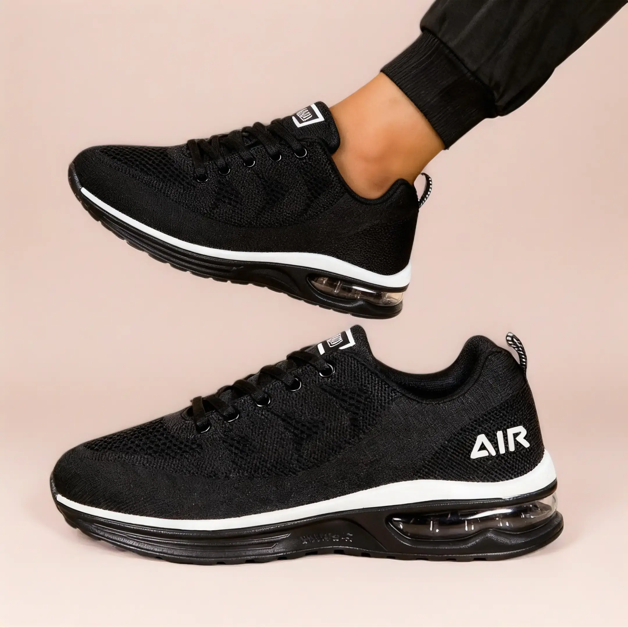 Men's Low Top Braid Athletic Shoes, Breathable Fabric Trainers with Cushioned Anti-Slip Support for All Seasons Outdoor Fitness