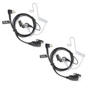 2Pack YNIBST 2 Pin Two Way Radio Earpiece with Swivel Boom Mic Clear PTT, Headphone Jack, Acoustic Coil Tube Surveillance Walkie Talkie Headset Compatible with Motorola Walkie Talkie CLS1410 CP200 RDU4100 Radio for Police Security and Law Enforcement Use