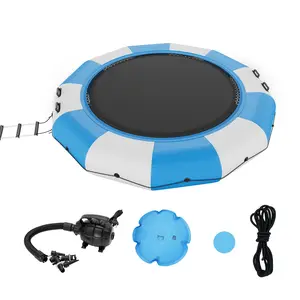 VEVOR Inflatable Water Bouncer,  13ft Recreational Water Trampoline, Portable Bounce Swim Platform with 3-Step Ladder & Electric Air Pump, Kids Adults Floating Rebounder for Pool, Lake, Water Sports