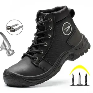 Men Safety boots Steel Toe Shoes work Boots For Men Footwear Anti-puncture Sneakers Work Shoes For Men Comfort Leather Waterproof anti Nail  Walking Shoes Soft  Closed Casual