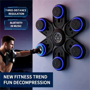 Music Boxing Machine, Interactive Punching Trainer with Boxing Gloves, Large Size Wall Mounted Electronic Boxing Target for Adult Kids, 3 Distance/Size, 9 Modes & 9 Speeds，Smart Bluetooth