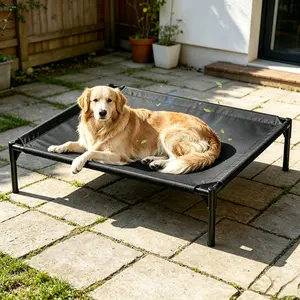 Elevated Dog Bed - Portable Breathable Off-The-Ground Pet Bed, Thickened Oxford Cloth Pet Hammock Bed, Recyclable Washable Mesh, Indoor Pet Mat Pet Sofa Bed, Indoor & Outdoor Pet Bed, black