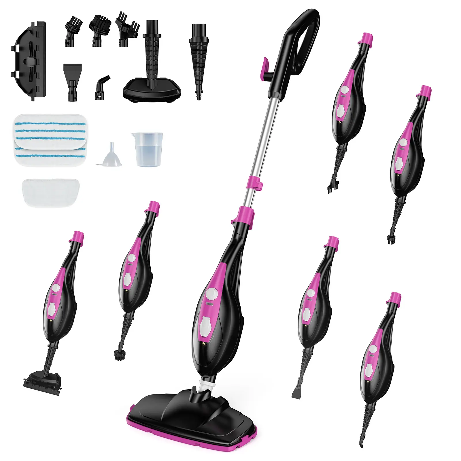 Sweetcrispy 10-in-1 1550W Floor Steamer Cleaner, Multi-Surface Steamer Electric Mop with 16FT Cord, Detachable Handheld Unit, 2 Washable Pads for Hardwood, Tile