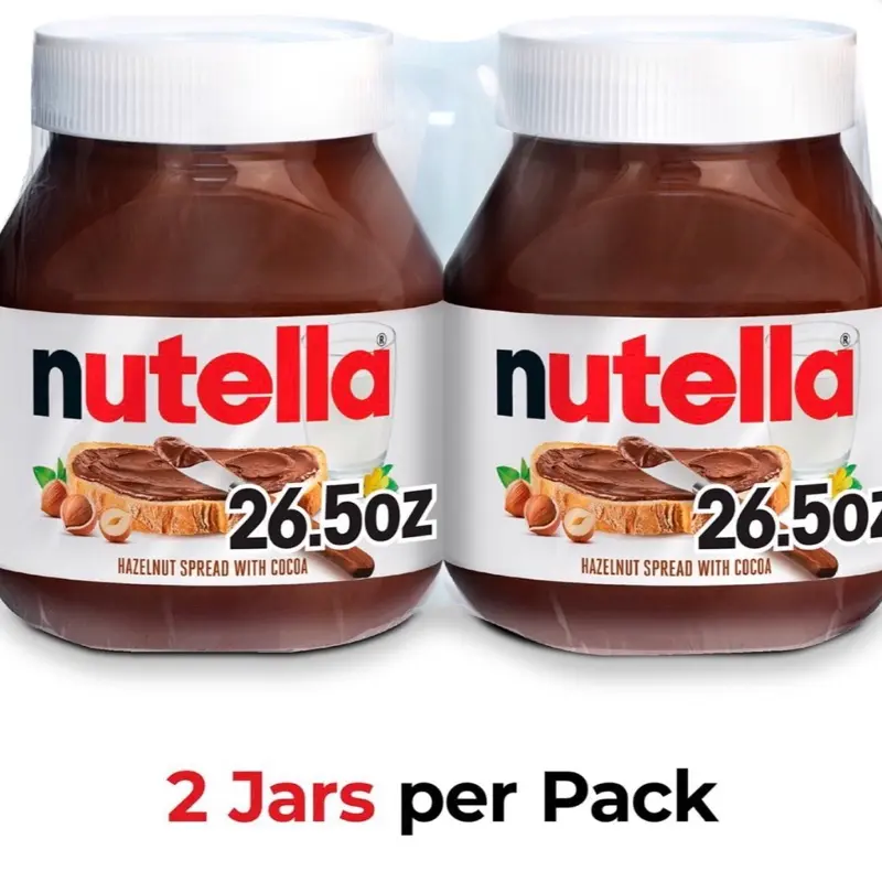 Nutella Hazelnut Spread with Cocoa 26.5 oz 2 pk Creamy Tasty Sweet Flavor Chocolate Ideal for Baking and Cooking US Attribute 2 Jars per Pack