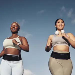 The Keep In' It Up! Work Out Belt - Adjustable Cinching Bounce Free Belt with Zippered Pocket for Essential Items, Comfy Fit & Buckle-Free Convenience
