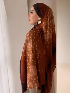 Women Fashion Watercolor Deer Fawn Print Modal Hijab Scarf, Aesthetic Animal Painting Modest Headscarf