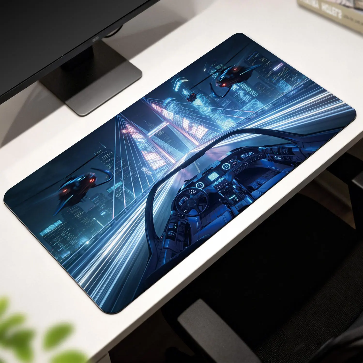 LIVEKEY Cyberpunk Gaming Mouse Pad 40x80cm  XXL Extended Mouse Mat with Non-Slip Base & Stitched Edges  Futuristic City LED Night Scene Design for Gaming Desk Setup  PC Gamer Accessories., Made For Gaming, Gaming Accessories