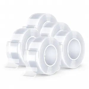 Heavy Duty Nano Double Sided Adhesive Tape 9.85FT x 5PCS Clear Mounting Strips for Picture Hanging & DIY Crafts