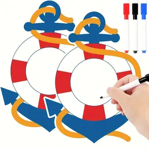 2pcs Cruise-Themed Fridge Magnets, Door Magnets Set, Whiteboard Magnets Sticker, Decorative Refrigerator Magnets, Office Kitchen Magnets, Comes with 3 Color Erasable Pens for Carnival Staterooms And Home Decor