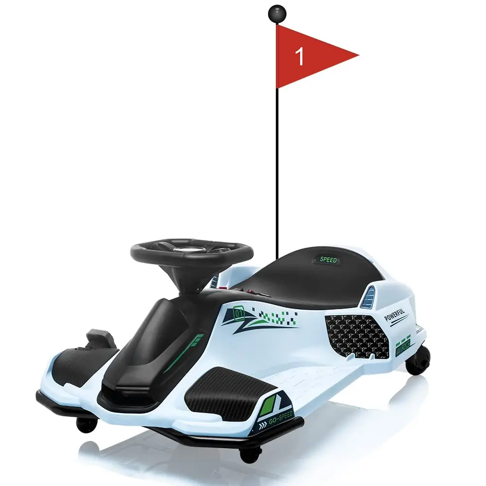 【GARVEE】24V Drift Go-Kart for Ages 8-12 with Quality Metal Frame, Electric Drifting, 7.5mph Speed, LED Lights, Built-in Music, Available in White, Red, Green, Black, and Blue
